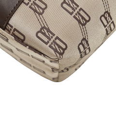 バレンシアガ BBロゴ ハンドバッグ トートバッグ ベージュ ブラウン キャンバス レザー レディース BALENCIAGA 【中古】