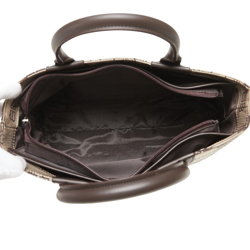 バレンシアガ BBロゴ ハンドバッグ トートバッグ ベージュ ブラウン キャンバス レザー レディース BALENCIAGA 【中古】