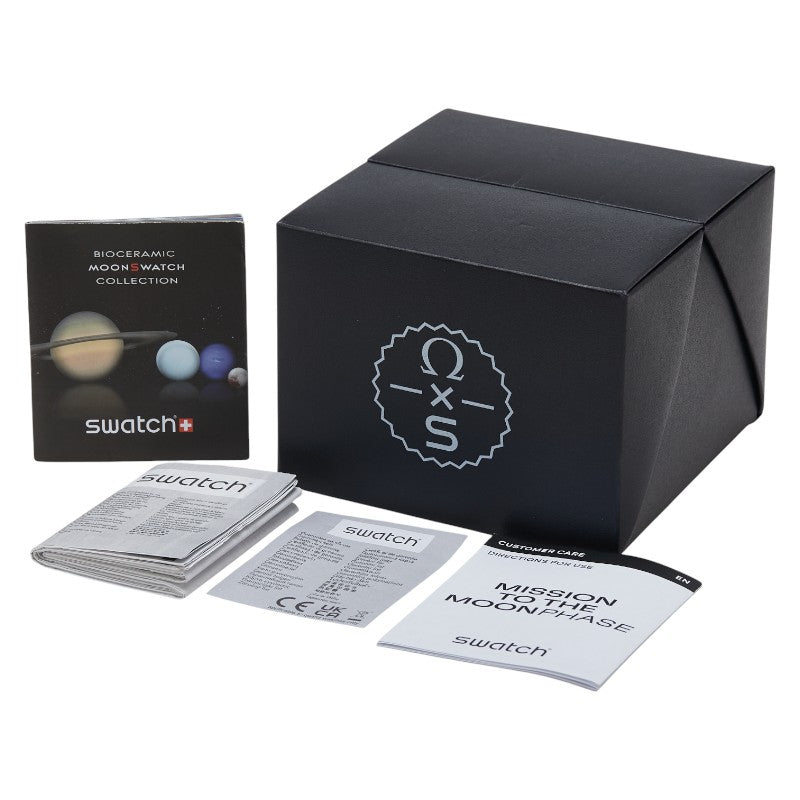 オメガ ×スウォッチ スヌーピー ムーンスウォッチ MISSION TO THE MOON PHASE ベルト（社外品） 腕時計 SO33B700 クオーツ ブラック文字盤 セラミック ナイロン メンズ OMEGA 【中古】