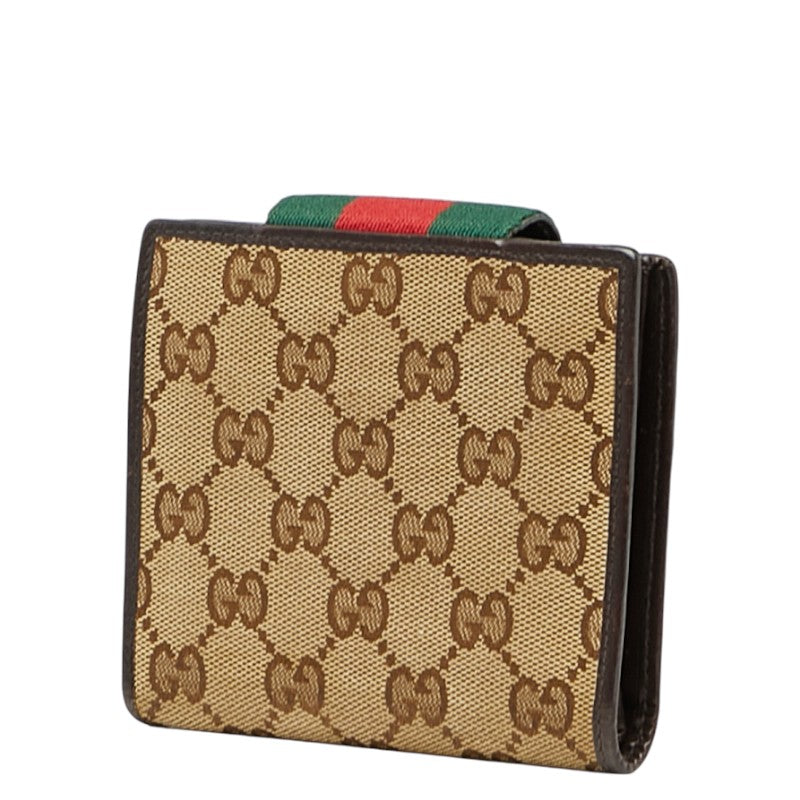 グッチ シェリーライン GGキャンバス 二つ折り財布 181669 ベージュ マルチカラー キャンバス レザー レディース GUCCI 【中古】