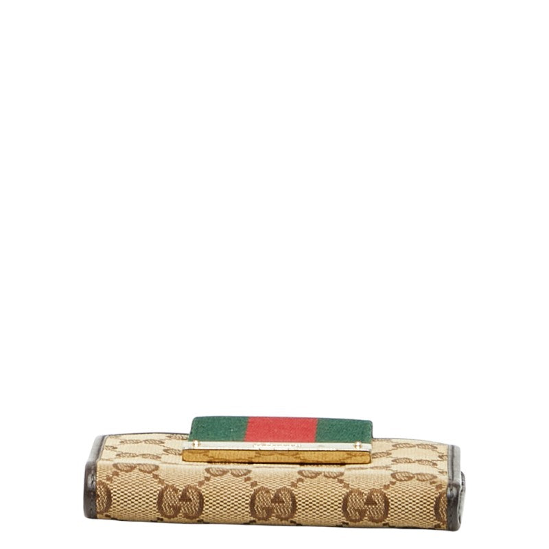 グッチ シェリーライン GGキャンバス 二つ折り財布 181669 ベージュ マルチカラー キャンバス レザー レディース GUCCI 【中古】