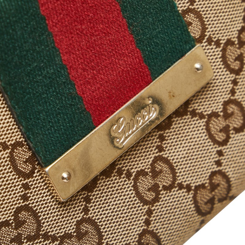 グッチ シェリーライン GGキャンバス 二つ折り財布 181669 ベージュ マルチカラー キャンバス レザー レディース GUCCI 【中古】