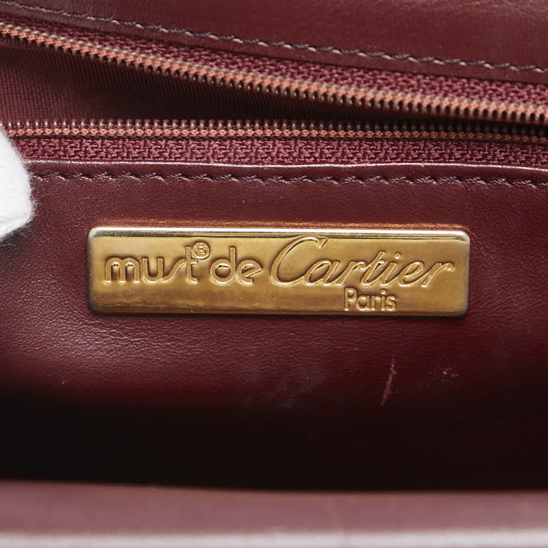 カルティエ マストライン ワンショルダーバッグ ワインレッド ボルドー レザー レディース CARTIER 【中古】