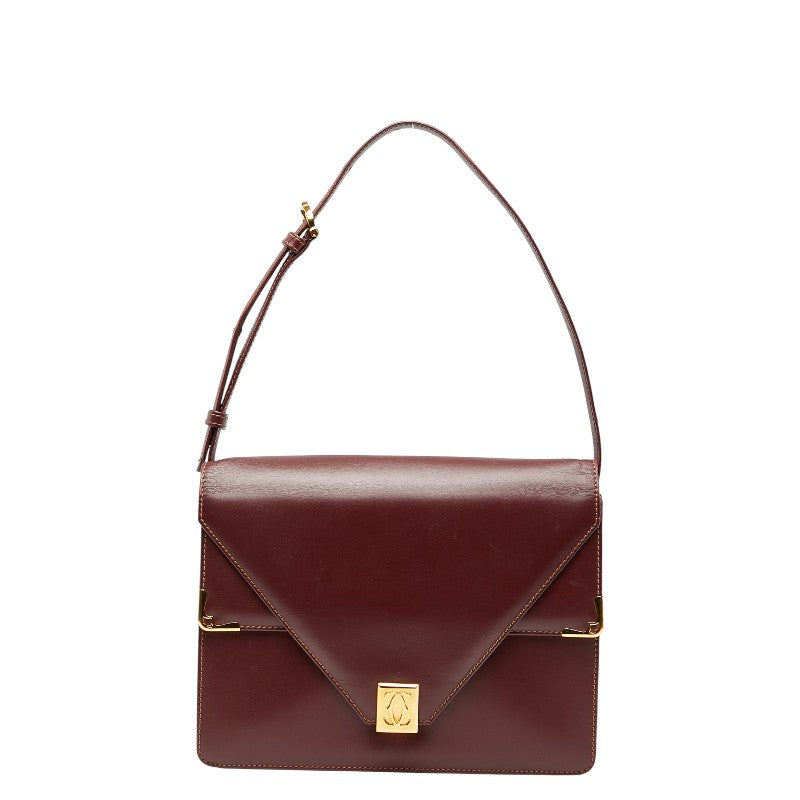 カルティエ マストライン ワンショルダーバッグ ワインレッド ボルドー レザー レディース CARTIER 【中古】