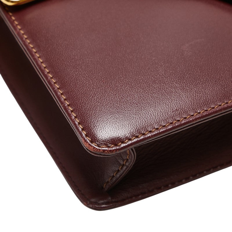 カルティエ マストライン ワンショルダーバッグ ワインレッド ボルドー レザー レディース CARTIER 【中古】