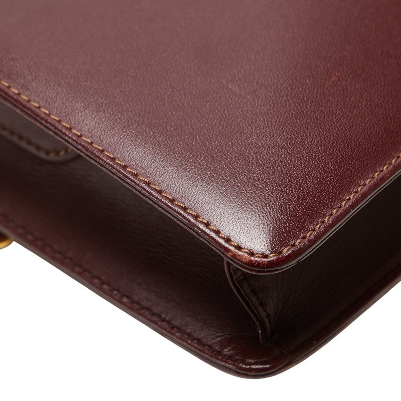 カルティエ マストライン ワンショルダーバッグ ワインレッド ボルドー レザー レディース CARTIER 【中古】