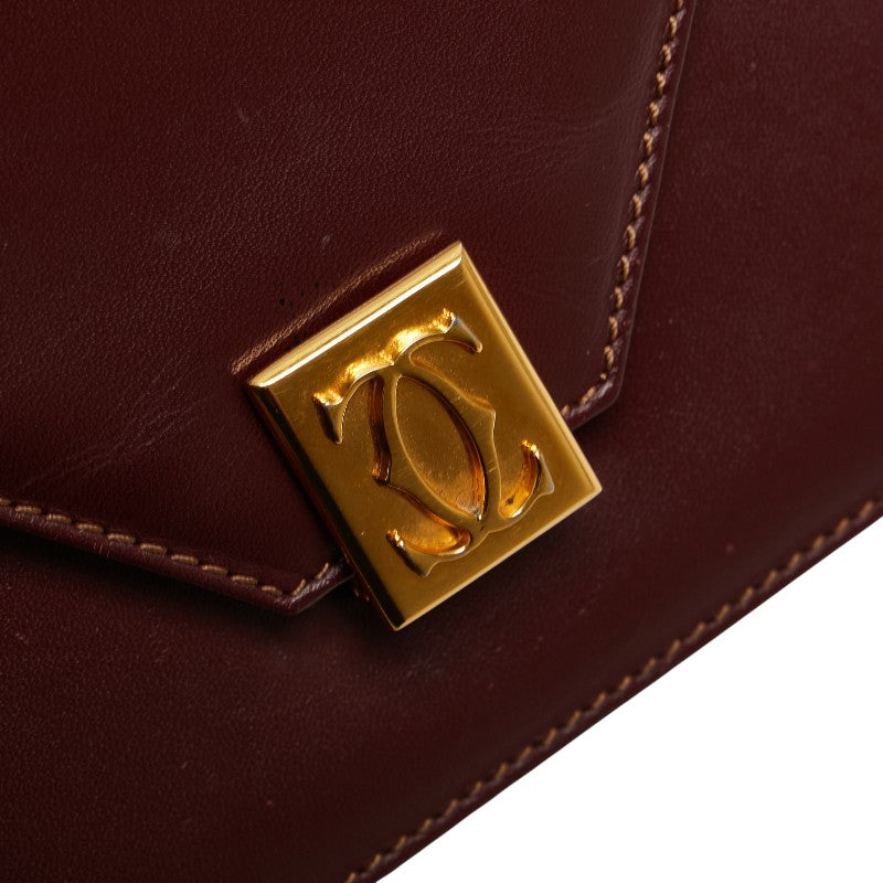 カルティエ マストライン ワンショルダーバッグ ワインレッド ボルドー レザー レディース CARTIER 【中古】