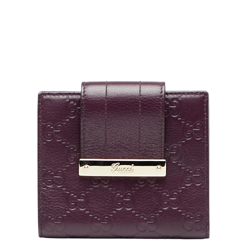 グッチ グッチシマ 二つ折り財布 181669 パープル レザー レディース GUCCI 【中古】