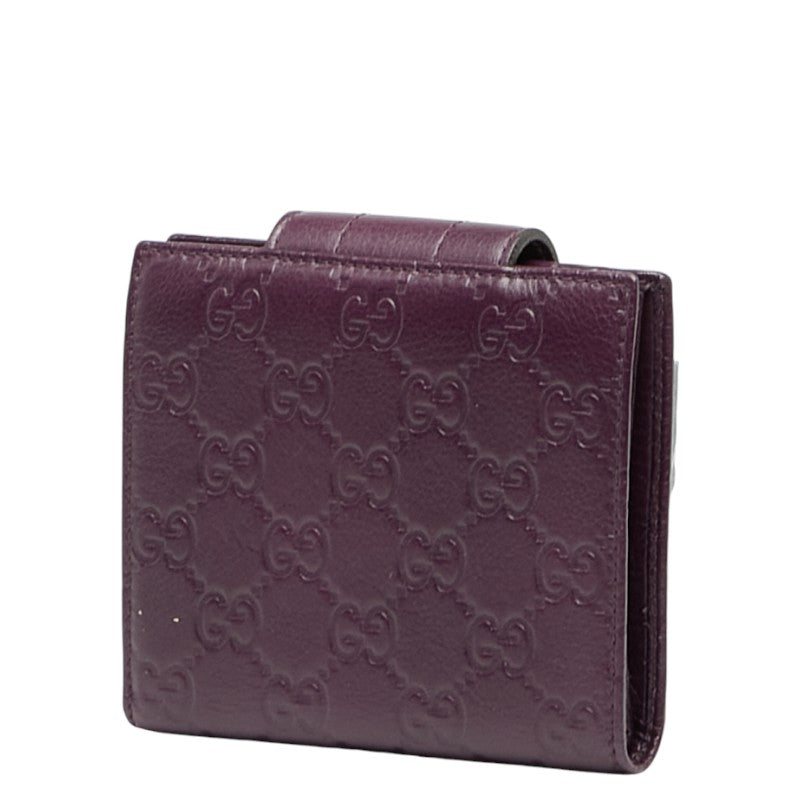 グッチ グッチシマ 二つ折り財布 181669 パープル レザー レディース GUCCI 【中古】