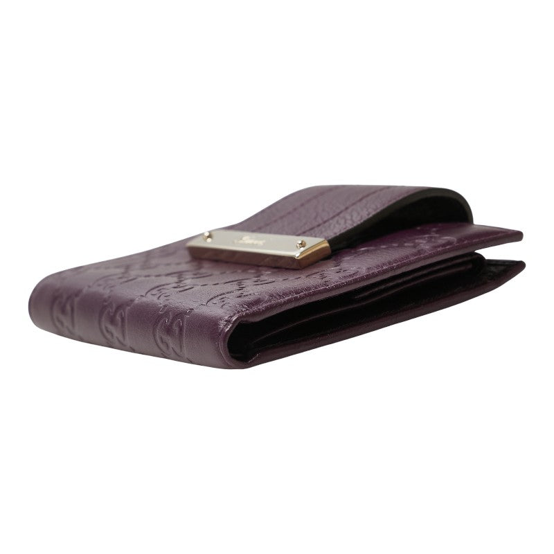 グッチ グッチシマ 二つ折り財布 181669 パープル レザー レディース GUCCI 【中古】