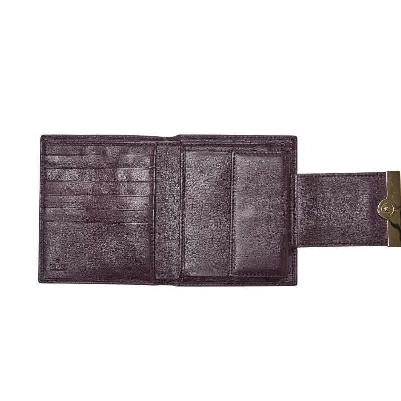グッチ グッチシマ 二つ折り財布 181669 パープル レザー レディース GUCCI 【中古】