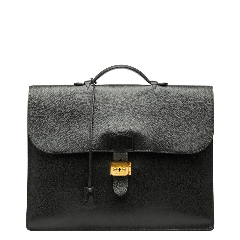 エルメス サックアデペッシュ38 ビジネスバッグ ブリーフケース 書類カバン ブラック アルデンヌ メンズ HERMES 【中古】