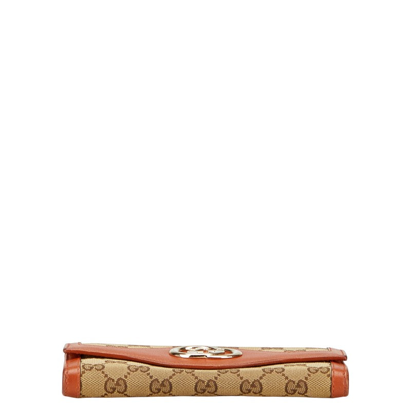 グッチ GGキャンバス インターロッキングG 長財布 282434 ベージュ ブラウン キャンバス レザー レディース GUCCI 【中古】