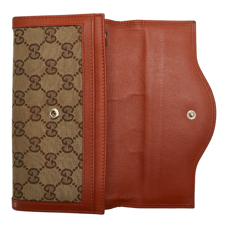 グッチ GGキャンバス インターロッキングG 長財布 282434 ベージュ ブラウン キャンバス レザー レディース GUCCI 【中古】
