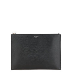 サンローラン ロゴ クラッチバッグ ブラック レザー メンズ SAINT LAURENT 【中古】