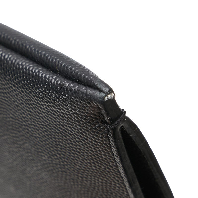 サンローラン ロゴ クラッチバッグ ブラック レザー メンズ SAINT LAURENT 【中古】