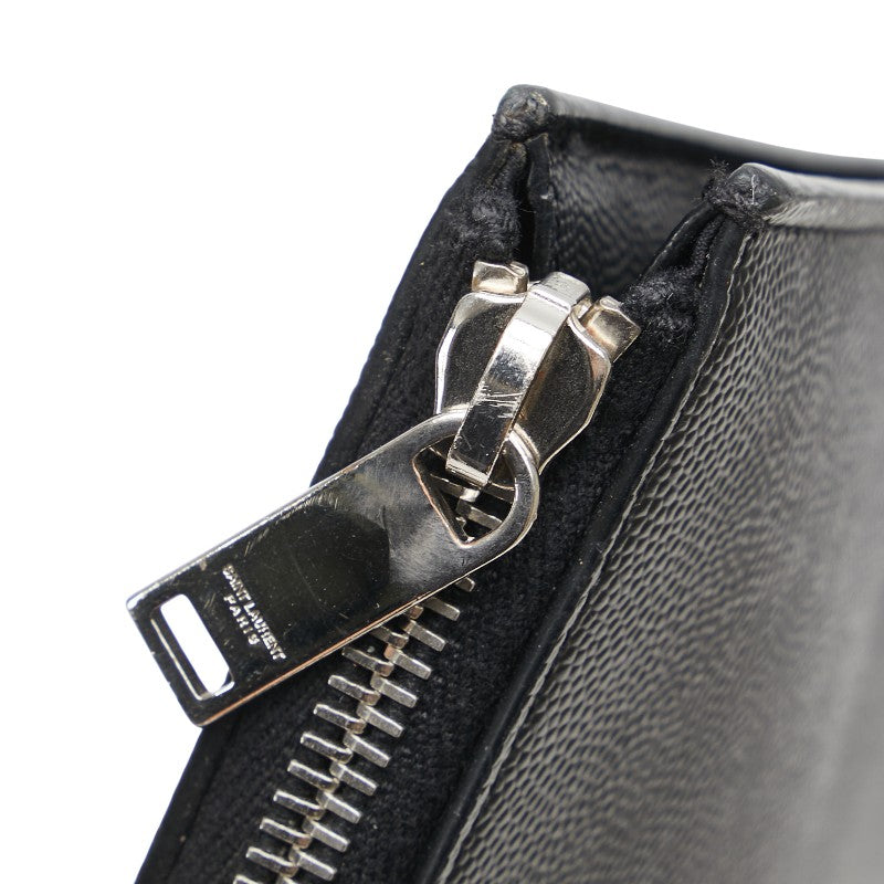 サンローラン ロゴ クラッチバッグ ブラック レザー メンズ SAINT LAURENT 【中古】