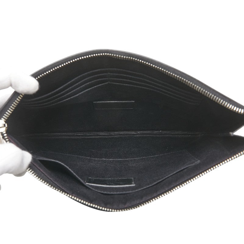 サンローラン ロゴ クラッチバッグ ブラック レザー メンズ SAINT LAURENT 【中古】