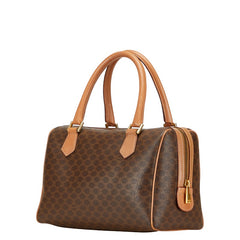 セリーヌ マカダム ハンドバッグ ブラウン PVC レザー レディース CELINE 【中古】