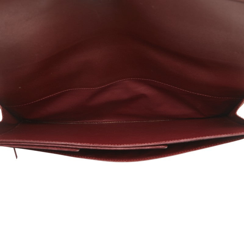カルティエ マストライン クラッチバッグ ワインレッド レザー レディース CARTIER 【中古】