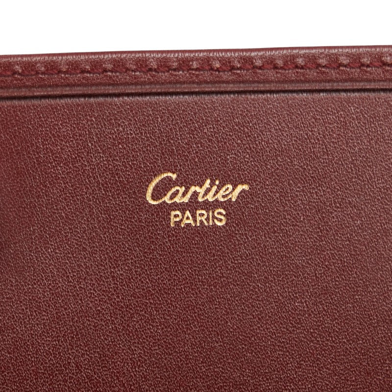 カルティエ マストライン クラッチバッグ ワインレッド レザー レディース CARTIER 【中古】