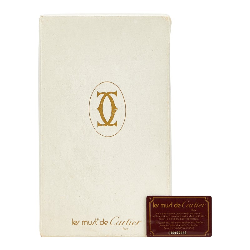 カルティエ マストライン クラッチバッグ ワインレッド レザー レディース CARTIER 【中古】