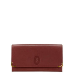 カルティエ マストライン クラッチバッグ ワインレッド レザー レディース CARTIER 【中古】