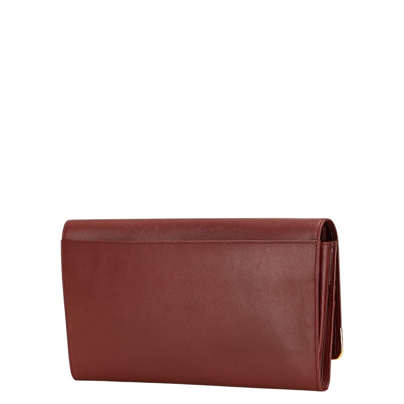 カルティエ マストライン クラッチバッグ ワインレッド レザー レディース CARTIER 【中古】