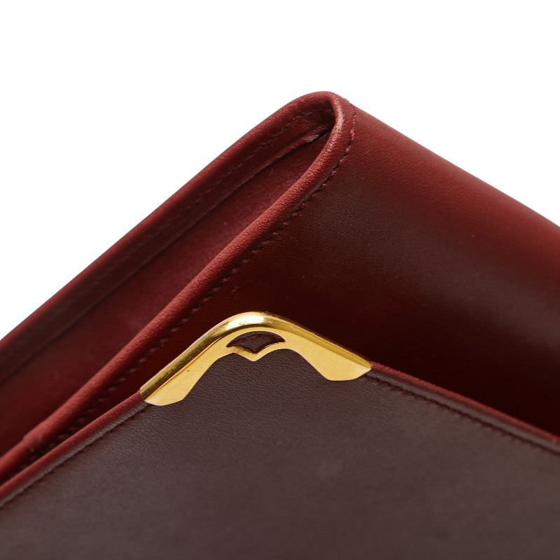 カルティエ マストライン クラッチバッグ ワインレッド レザー レディース CARTIER 【中古】