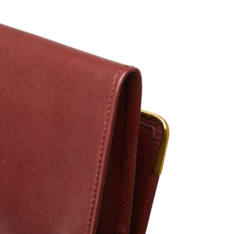 カルティエ マストライン クラッチバッグ ワインレッド レザー レディース CARTIER 【中古】