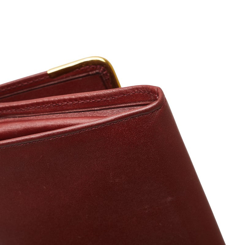 カルティエ マストライン クラッチバッグ ワインレッド レザー レディース CARTIER 【中古】