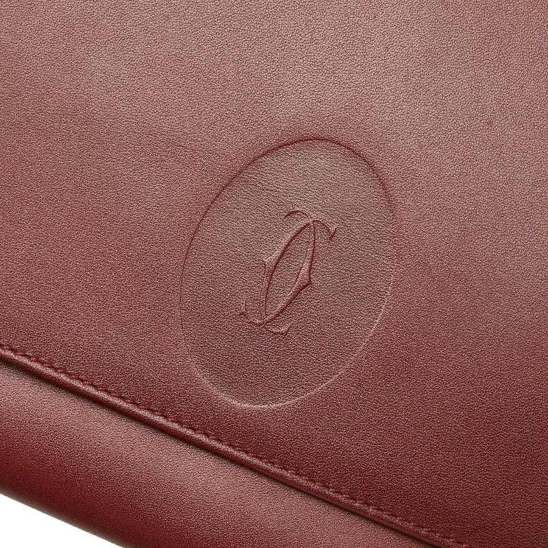 カルティエ マストライン クラッチバッグ ワインレッド レザー レディース CARTIER 【中古】