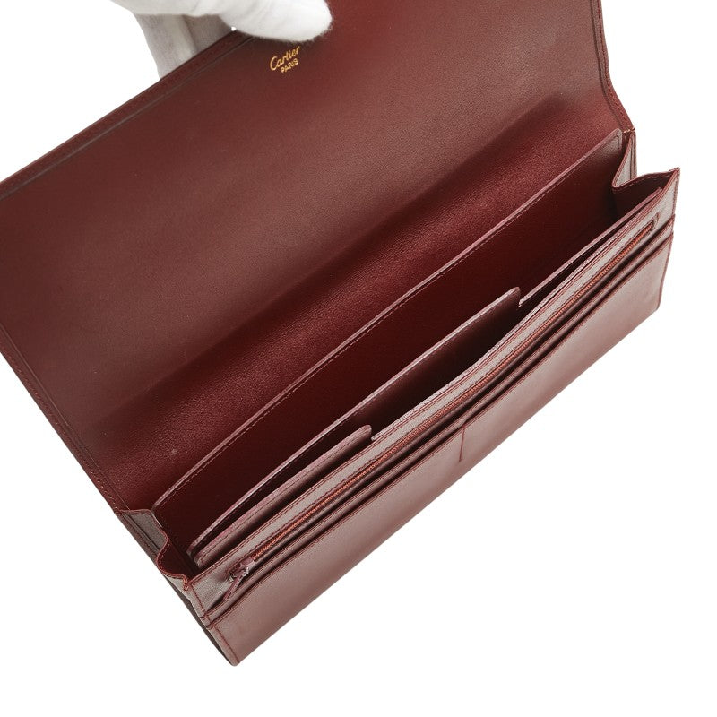 カルティエ マストライン クラッチバッグ ワインレッド レザー レディース CARTIER 【中古】