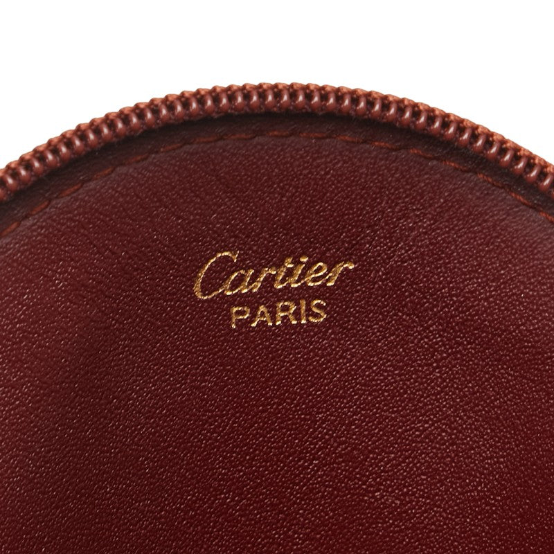 カルティエ コインケース 小銭入れ ワインレッド ボルドー レザー レディース CARTIER 【中古】