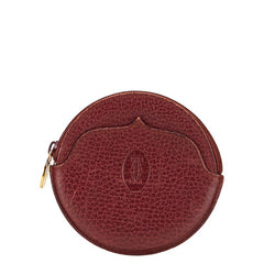 カルティエ コインケース 小銭入れ ワインレッド ボルドー レザー レディース CARTIER 【中古】