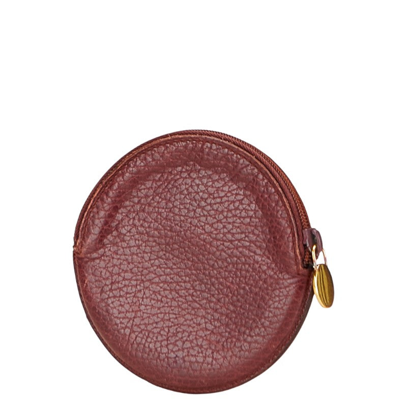カルティエ コインケース 小銭入れ ワインレッド ボルドー レザー レディース CARTIER 【中古】