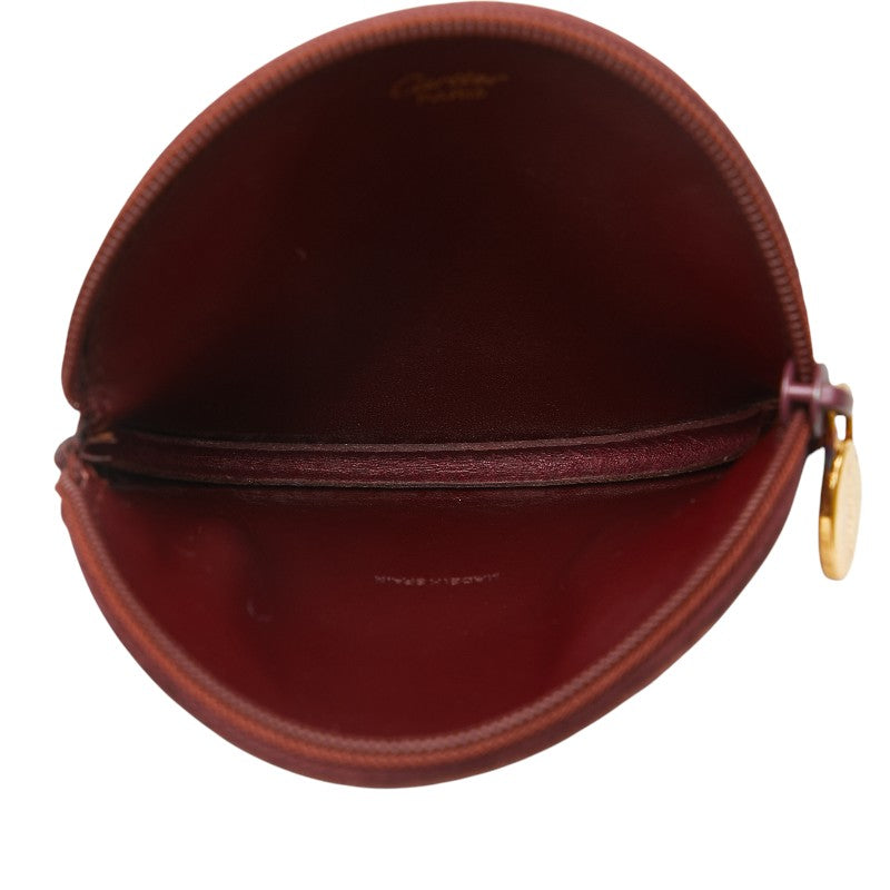 カルティエ コインケース 小銭入れ ワインレッド ボルドー レザー レディース CARTIER 【中古】