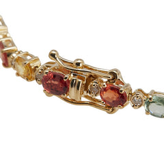 マルチカラー K18YG イエローゴールド サファイア6.50ct ダイヤ0.35ct ブレスレット レディース 【中古】