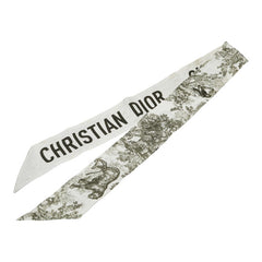 ディオール ミッツァ トワル ドゥ ジュイ スカーフ ホワイト カーキ シルク レディース Dior 【中古】