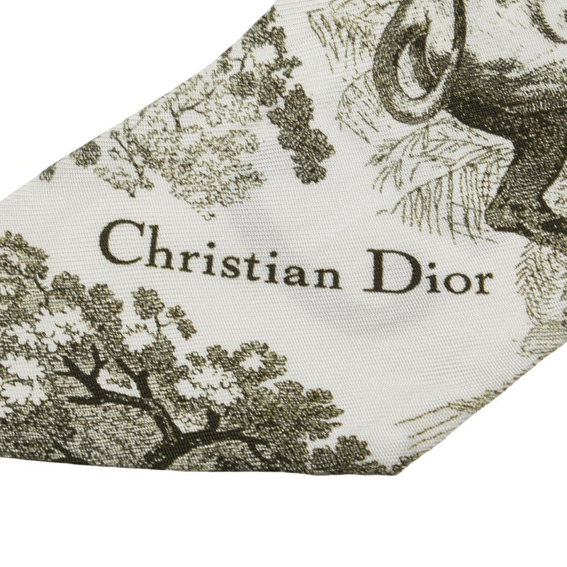 ディオール ミッツァ トワル ドゥ ジュイ スカーフ ホワイト カーキ シルク レディース Dior 【中古】