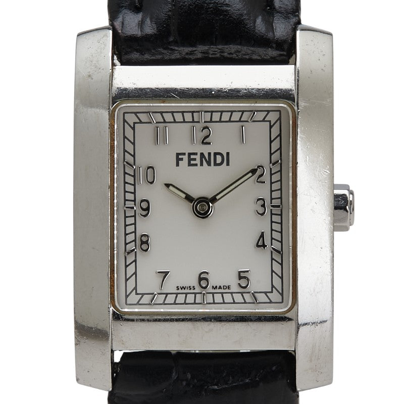 フェンディ クラシコ 腕時計 クオーツ ホワイト文字盤 ステンレススチール レザー レディース FENDI 【中古】