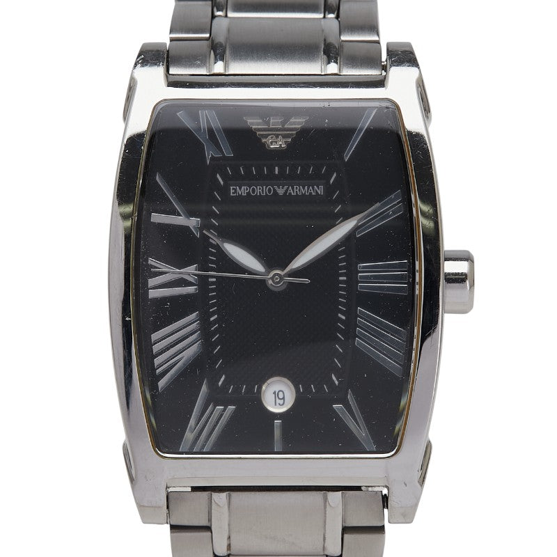 アルマーニ 腕時計 AR-0929 クオーツ ブラック文字盤 ステンレススチール メンズ ARMANI 【中古】