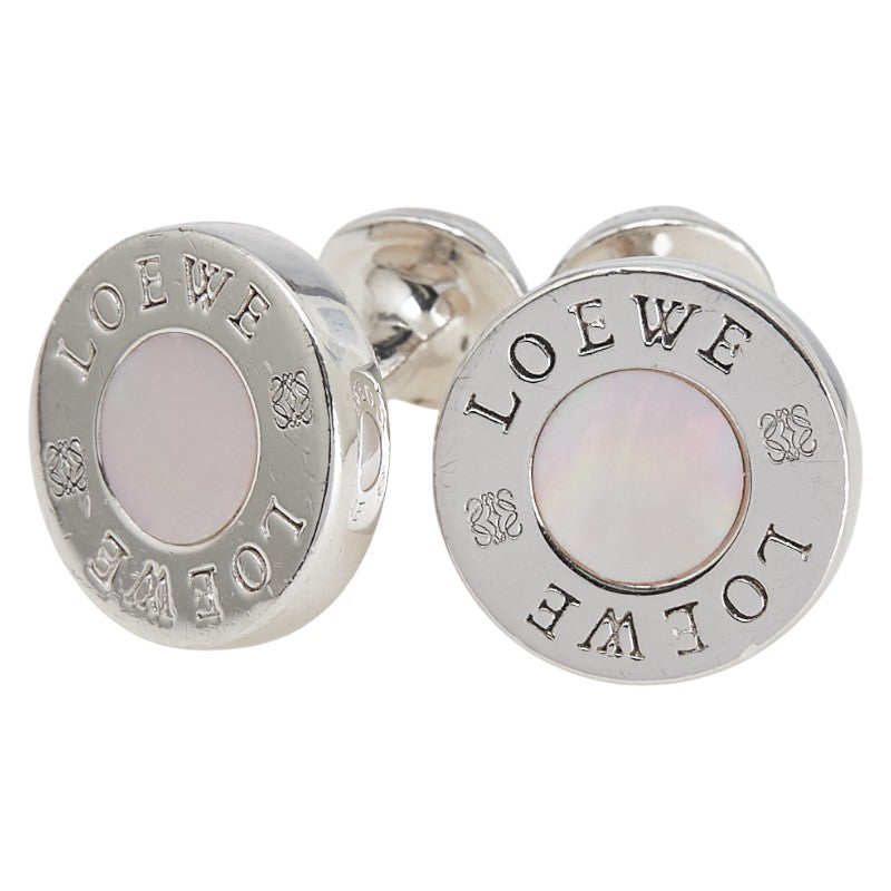ロエベ ロゴ アナグラム シェル ピアス シルバー メタル メンズ LOEWE 【中古】