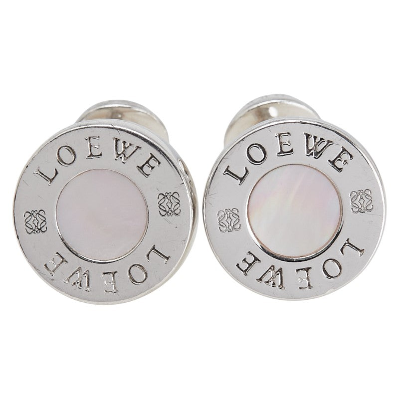 ロエベ ロゴ アナグラム シェル ピアス シルバー メタル メンズ LOEWE 【中古】