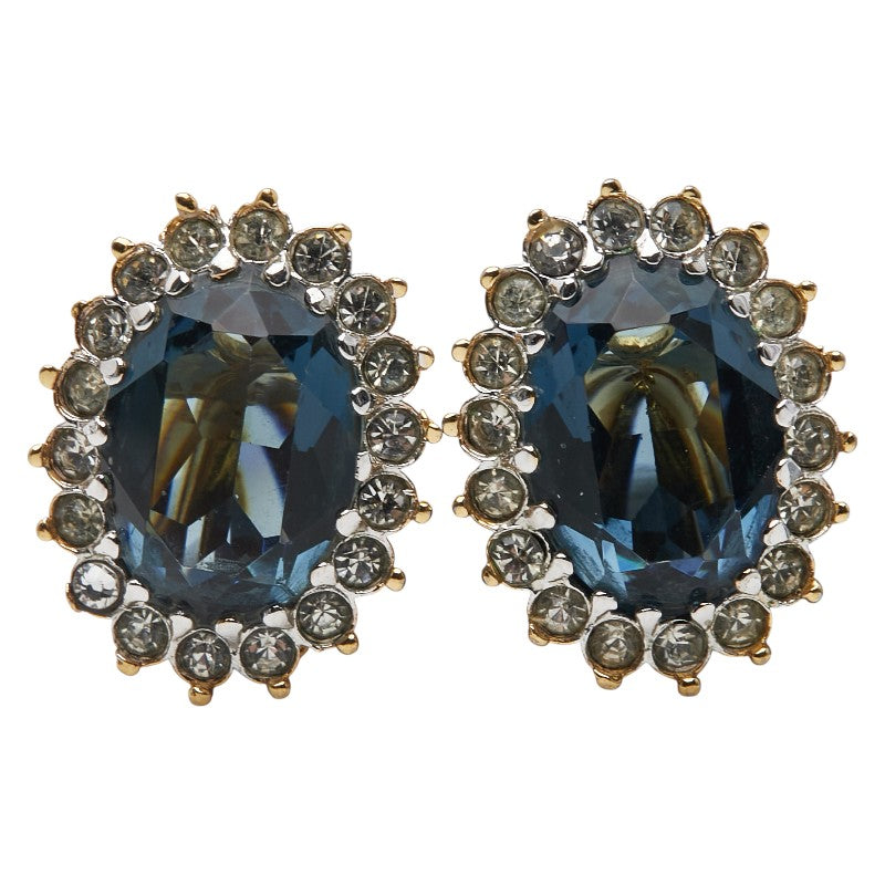 ディオール ラインストーン イヤリング ゴールド ブルー メッキ レディース Dior 【中古】