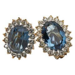 ディオール ラインストーン イヤリング ゴールド ブルー メッキ レディース Dior 【中古】