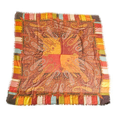 エルメス ペイズリー ストール マルチカラー カシミヤ シルク レディース HERMES 【中古】