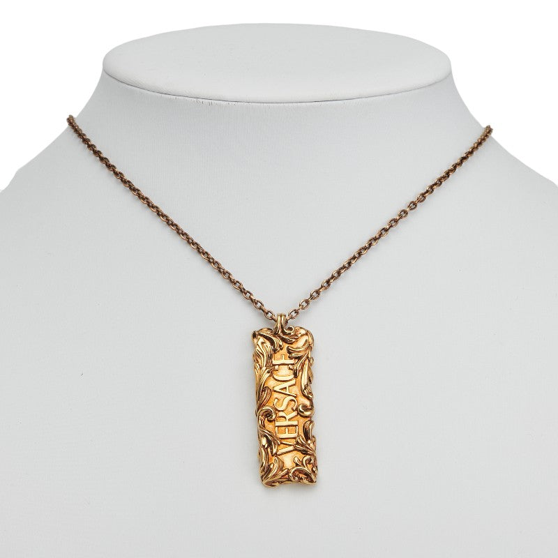 ジャンニ ヴェルサーチ メデューサ バロッコ ロゴ ネックレス ゴールド メッキ メンズ Gianni Versace 【中古】