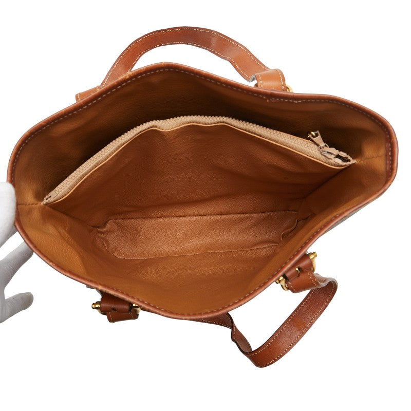 セリーヌ マカダム トートバッグ ハンドバッグ ブラウン PVC レザー レディース CELINE 【中古】
