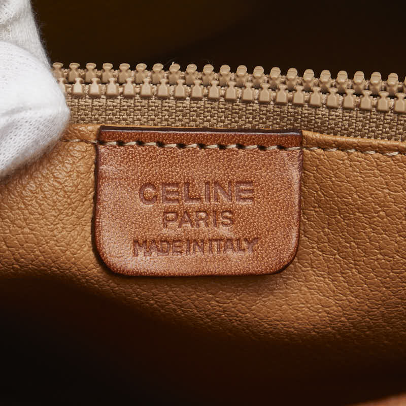 セリーヌ マカダム トートバッグ ハンドバッグ ブラウン PVC レザー レディース CELINE 【中古】